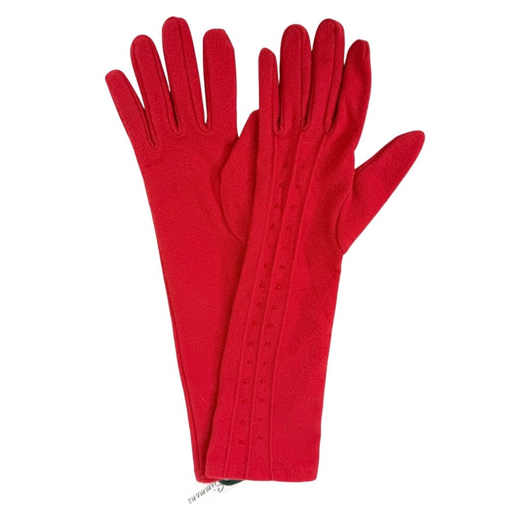 New Jeanne Simmons Womens Red Long Gloves Christmas‎ Polyester Spandex One Size